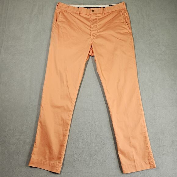 Polo Golf Ralph Lauren Pants Mens 35x30 Golf Slim Fit Orange Chino Preppy Sheen - Picture 1 of 15
